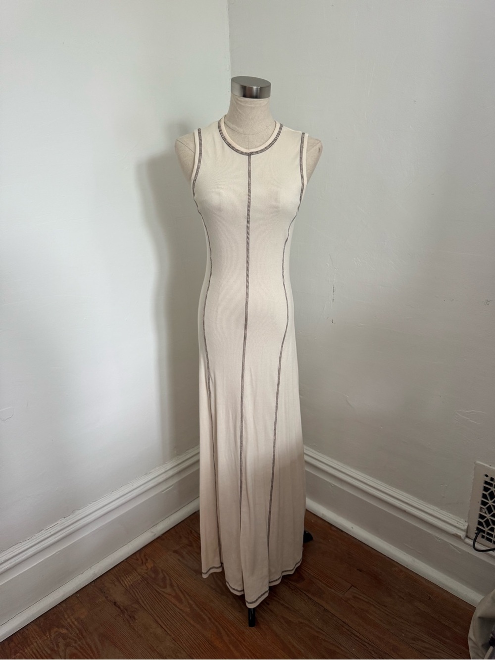 ASOS Cream Maxi Dress with Contrast Stitching